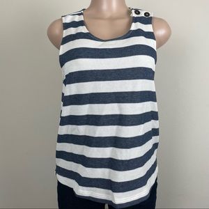 Sunday in Brooklyn Anthropologie Knit Blue White Striped Tank Top Size Medium